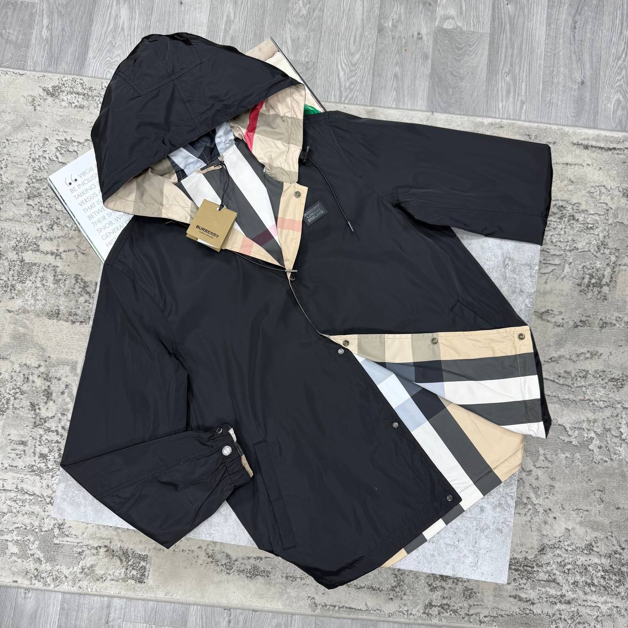 BBR REVERSIBLE CHECK JACKET - BLACK / BEIGE
