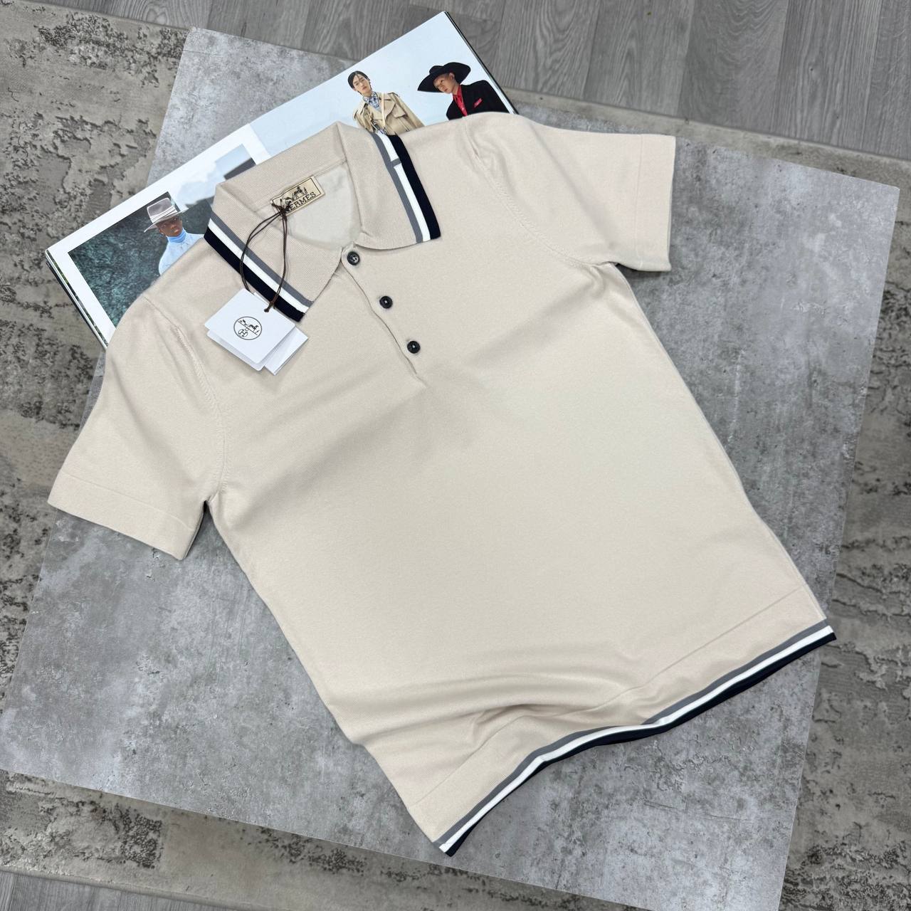 H CONTRAST TRIM POLO - BEIGE