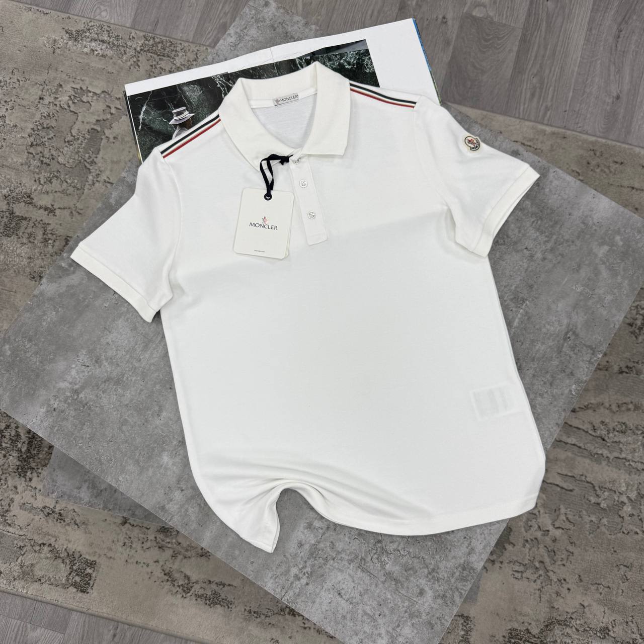 MNCLR STRIPE POLO - WHITE