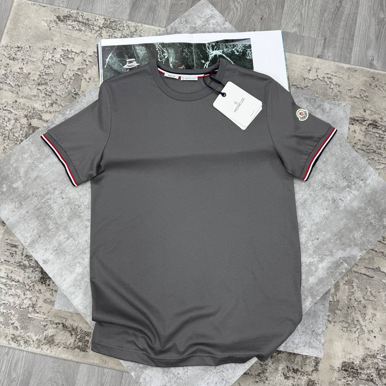 MNCLR TRICOLOR TRIMMED TSHIRT - CHARCOAL
