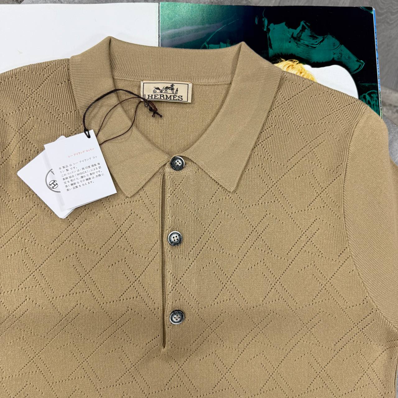 H KNIT POLO - BEIGE