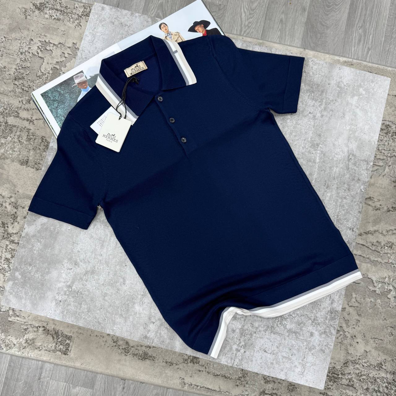 H CONTRAST TRIM POLO - NAVY