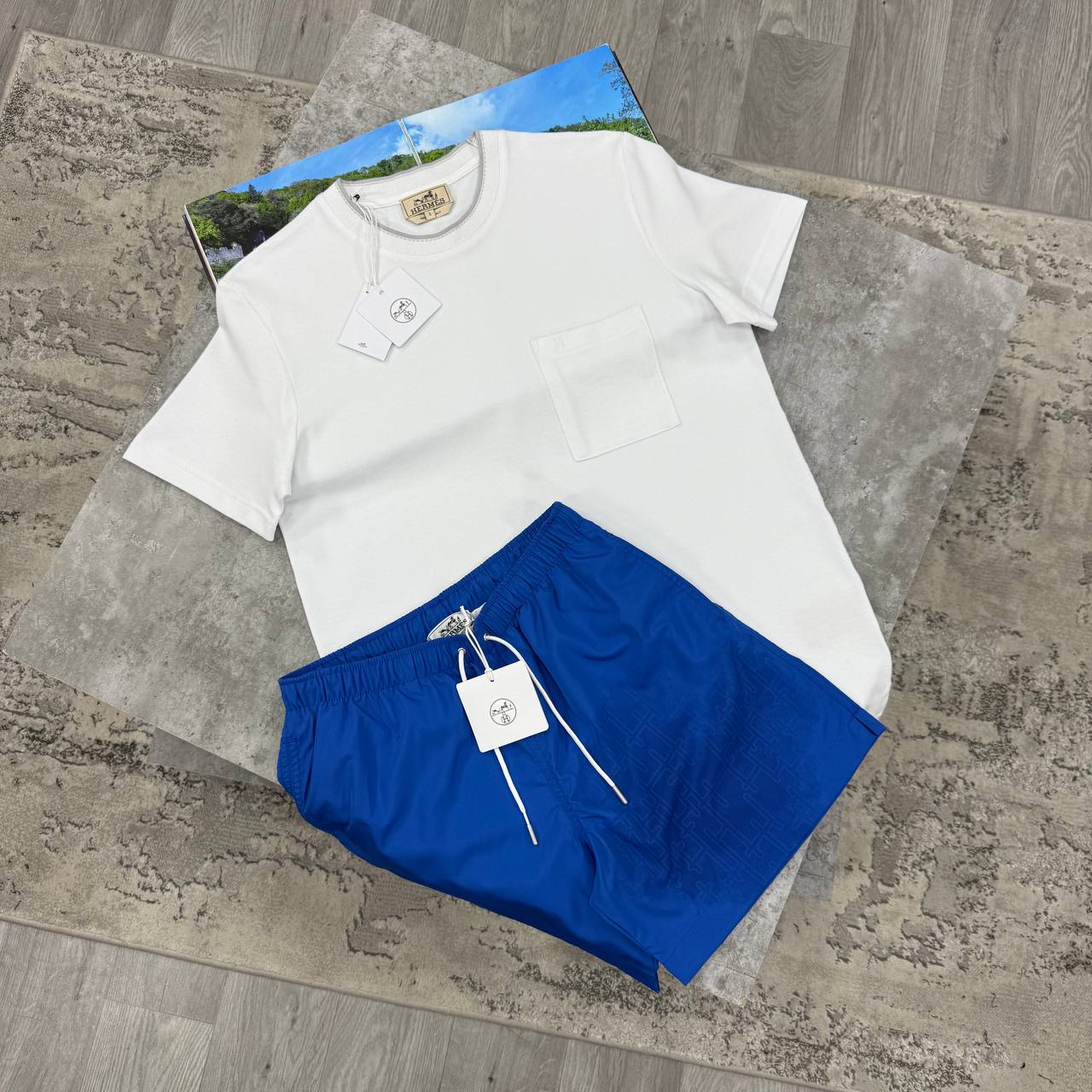 H SHORT SETS - WHITE / BLUE