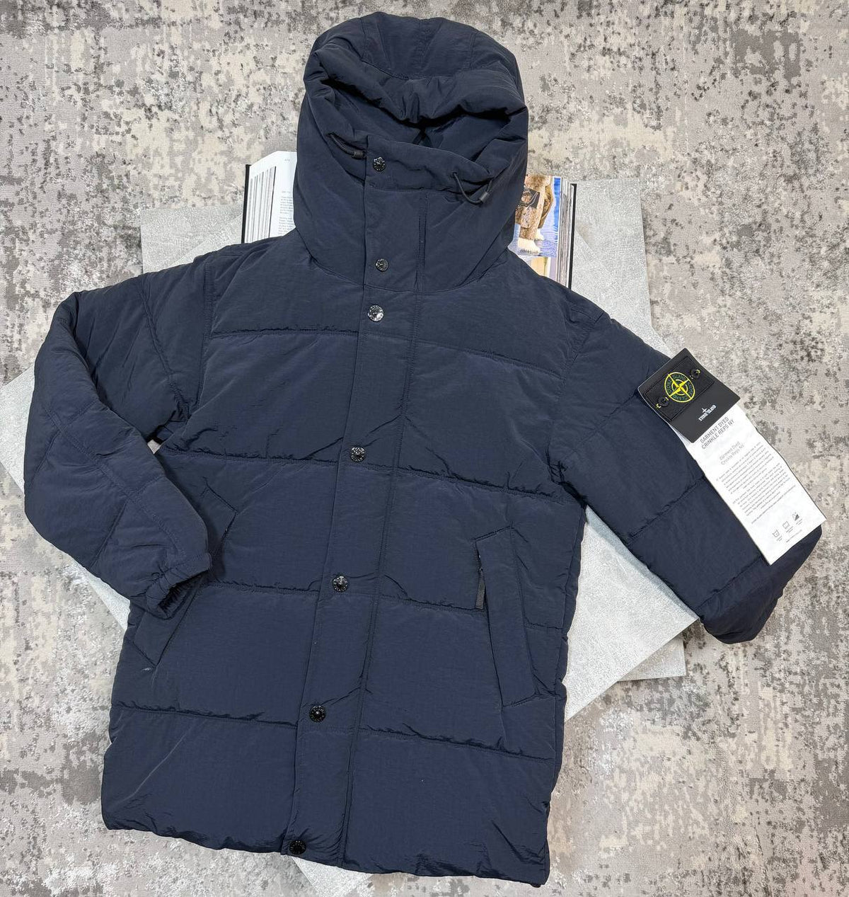 SI CRINKLE REPS NY HOODED DOWN JACKET - NAVY