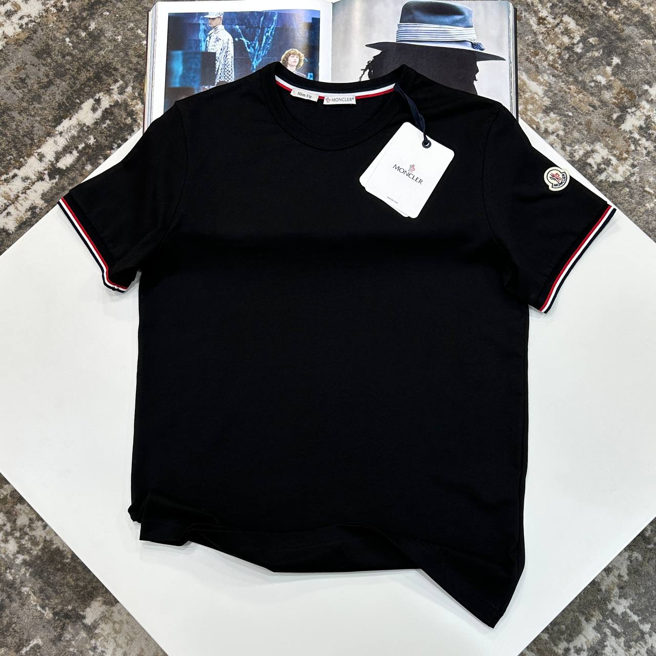 MNCLR TRICOLOR TRIMMED TSHIRT - BLACK