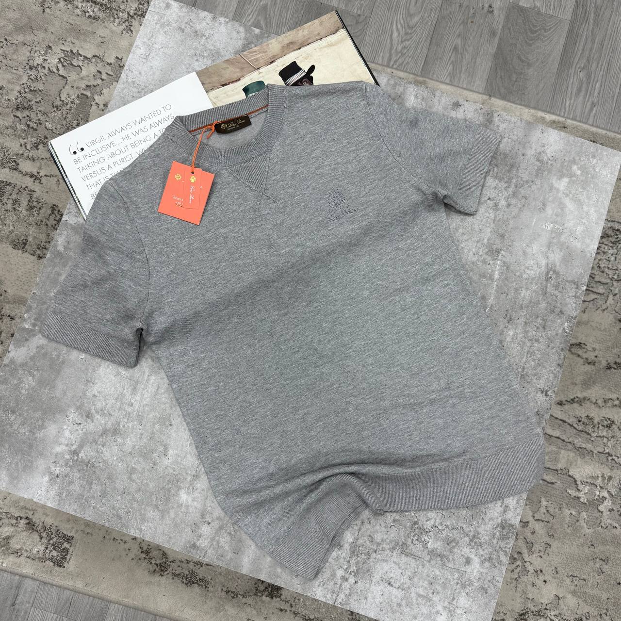LORO KNIT V-NECK TSHIRT - GREY