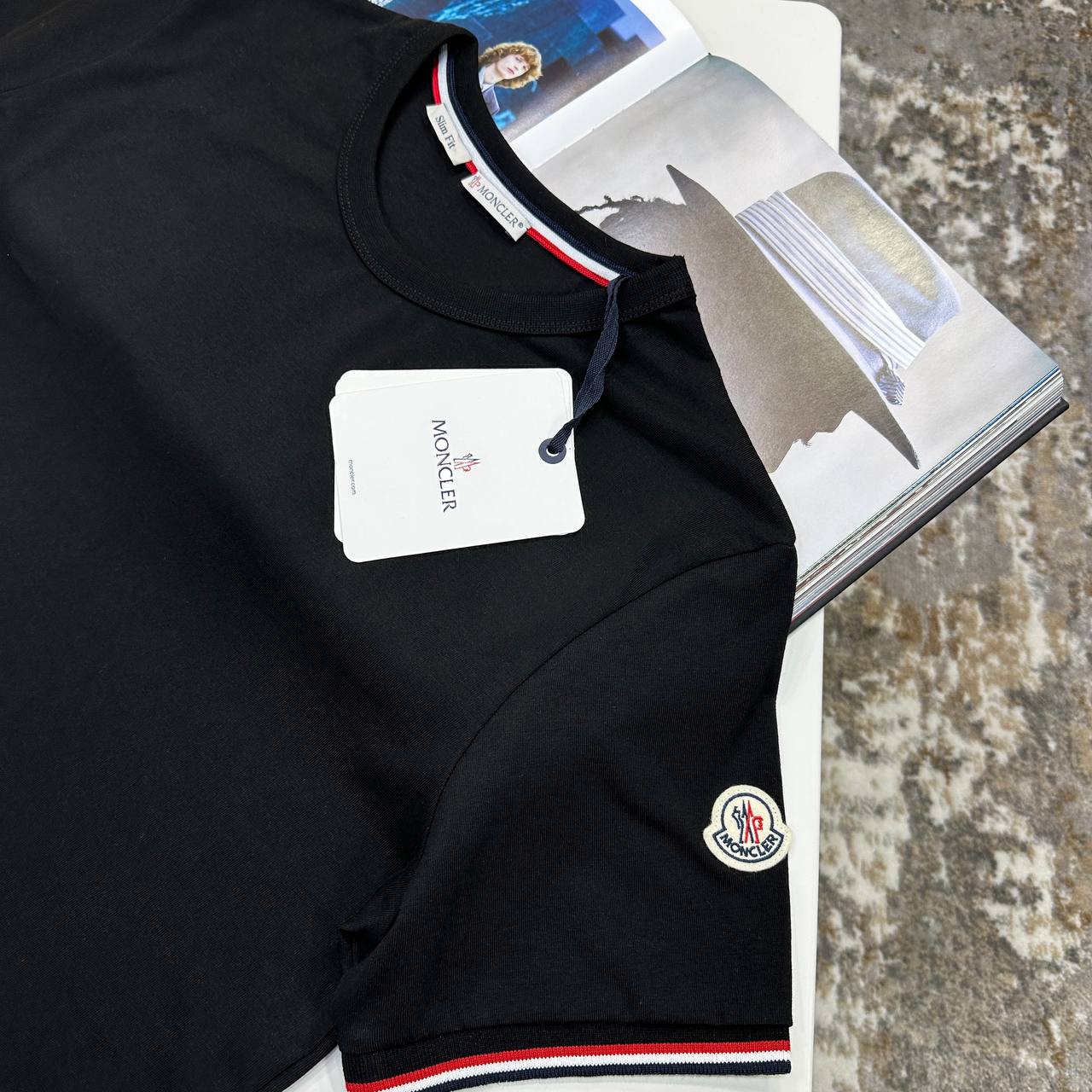 MNCLR TRICOLOR TRIMMED TSHIRT - BLACK